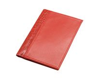 Обложка для паспорта с карманом для купюр комбинированная из натуральной кожи «Кроко» и «Наппа» красная