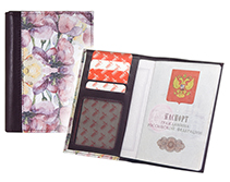 Обложка для паспорта с карманом для купюр комбинированная по корешку с полноцветной печатью