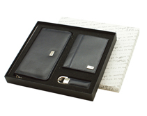 Набор в подарочной коробке портмоне на молнии Large, обложка для паспорта с карманом для купюр, брелок с держателем для трех ключей